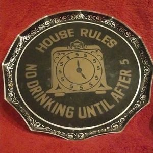 Antique Tin "House Rules No Drinking Until After 5"